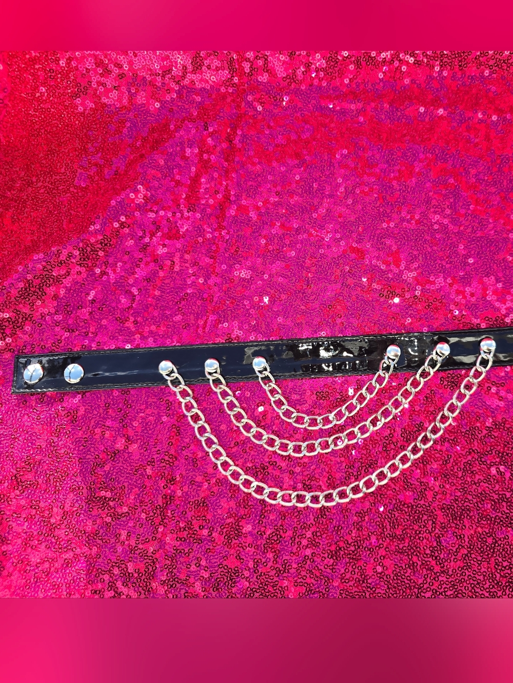 Black Patent Leather Chain Choker Necklace